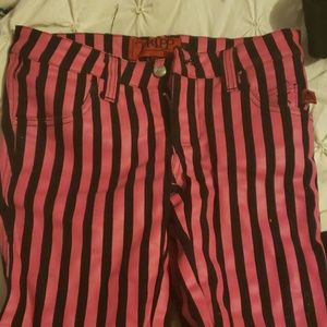 TRIPP NYC Pink and Black Striped Skinny Pants